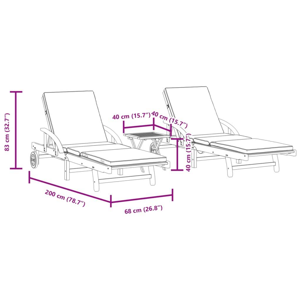 2 Lits Bain Acacia Massif Tablettes et Table Basse Piscine Crème – ComfortXL Outdoor Living - Image 10