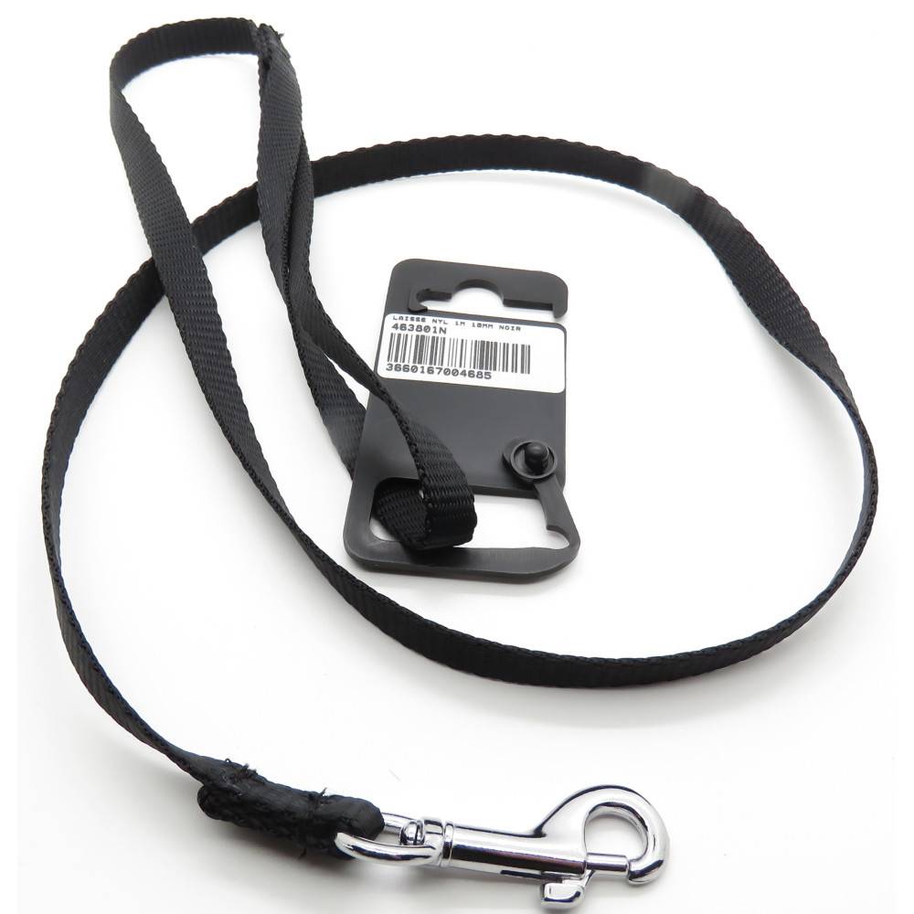 Laisse nylon, 1 m x 10 mm, noir, pour chien. - Image 3