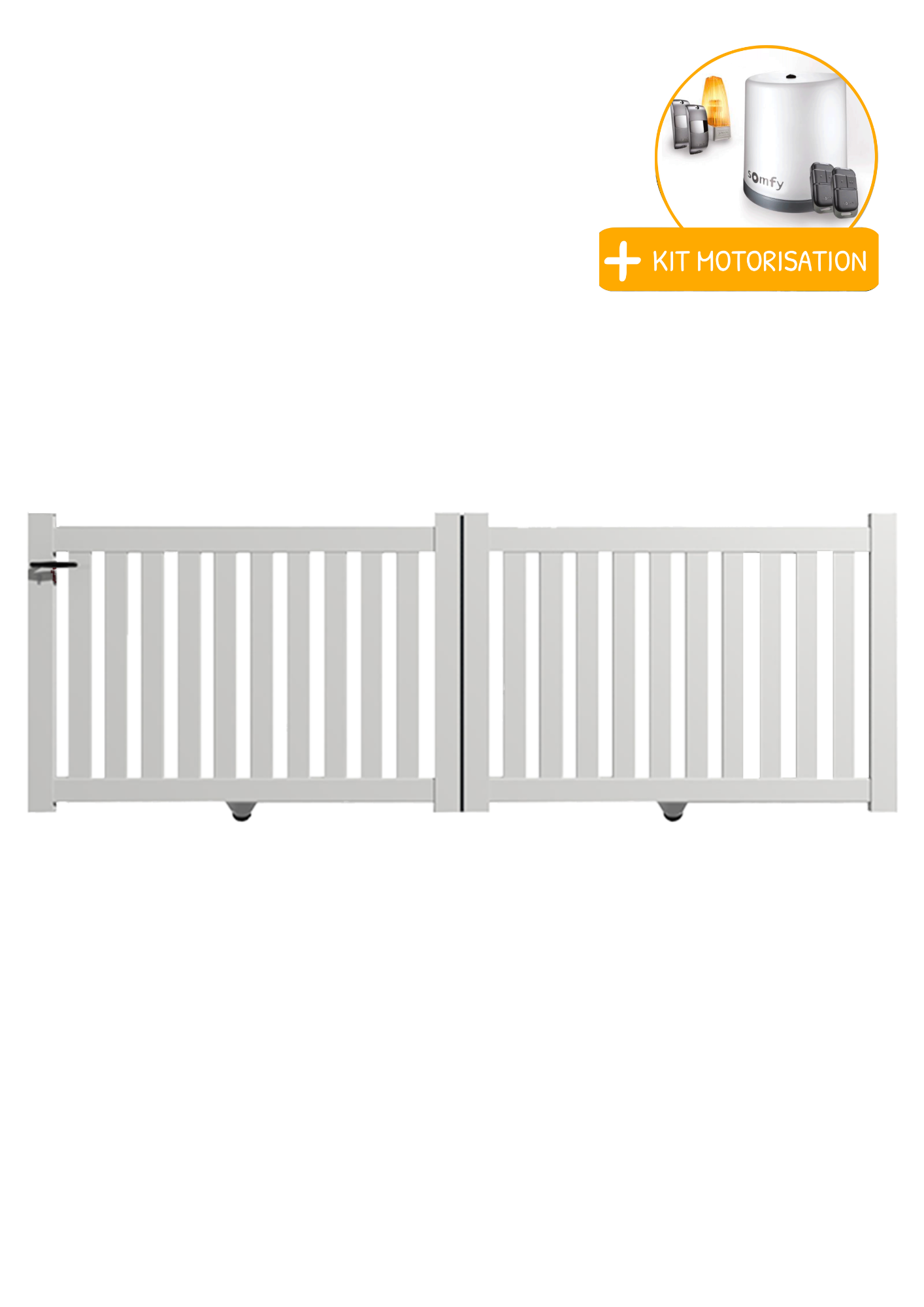 Portail Packit - Portail alu coulissant ajouré en kit+MOT dim. L.3500 (entre piliers) X H.1200 mm  Blanc (RAL 9010)