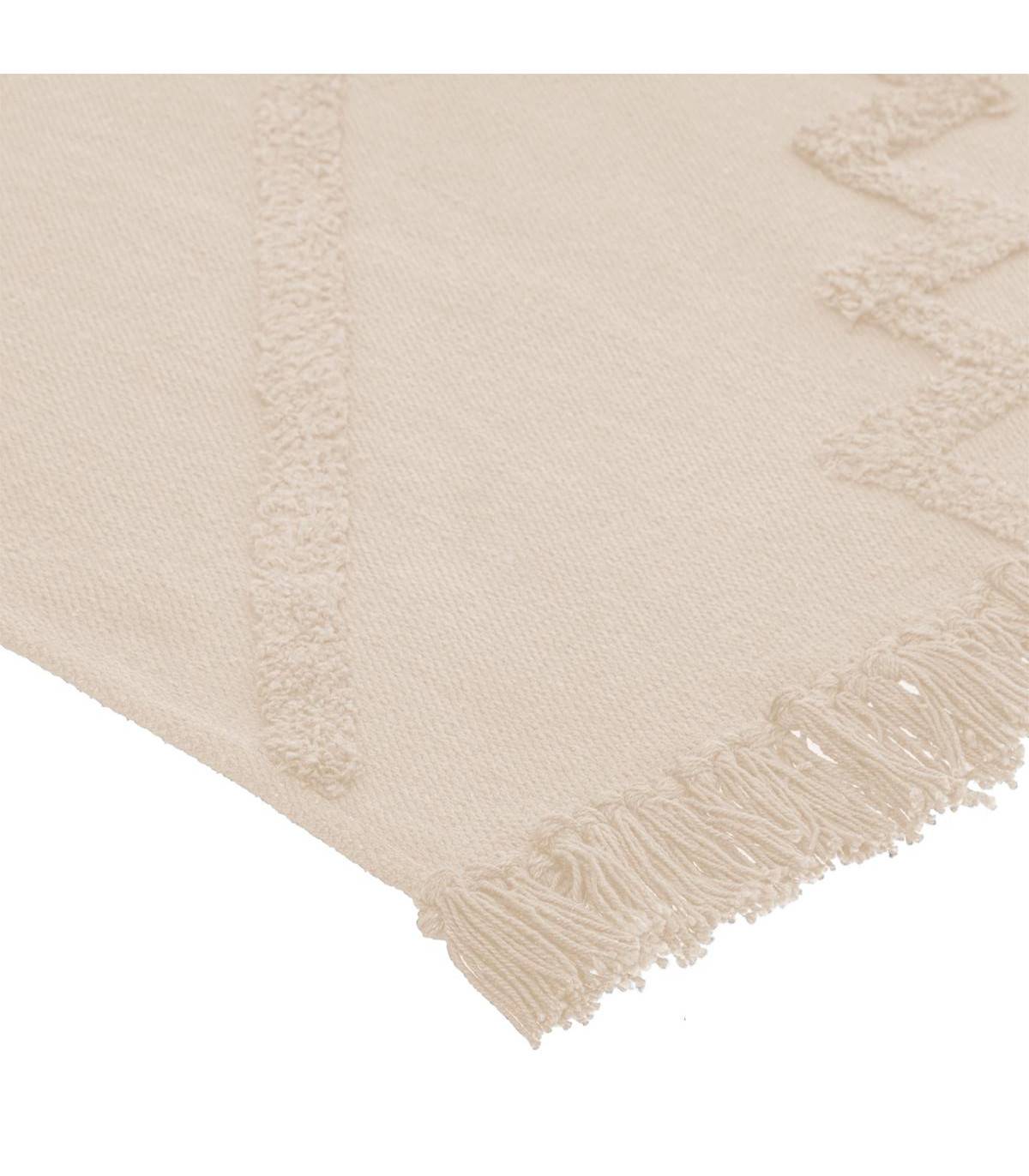 Tapis décoratif en Coton Ivoire motif tufté 120 x 170 cm - Image 2