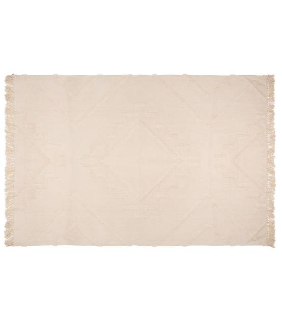 Tapis décoratif en Coton Ivoire motif tufté 120 x 170 cm - Image 1