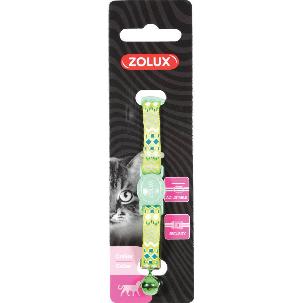 Zolux - zolux - Collier ETHNIC nylon réglable de 17 à 30 cm vert pour chat - Imagen 2