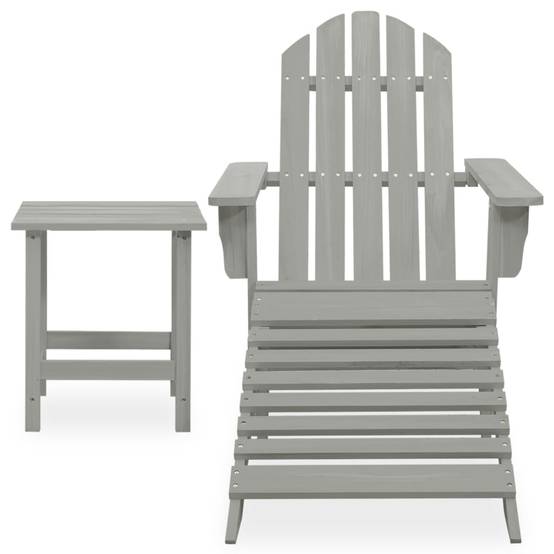Fauteuil de Jardin Adirondack Repose-pieds et Table d'appoint Bois Gris – ComfortXL Outdoor Living - Image 2
