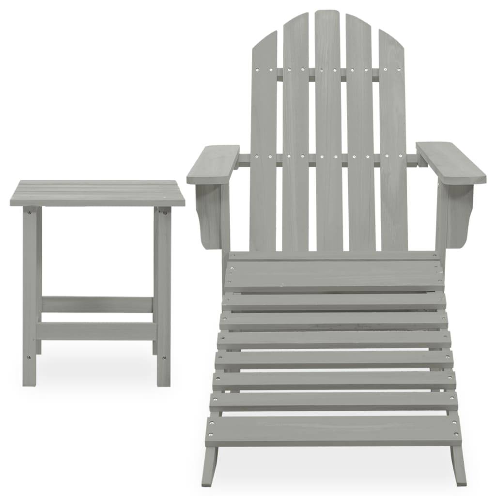 Fauteuil de Jardin Adirondack Repose-pieds et Table d'appoint Bois Gris – ComfortXL Outdoor Living - Image 2