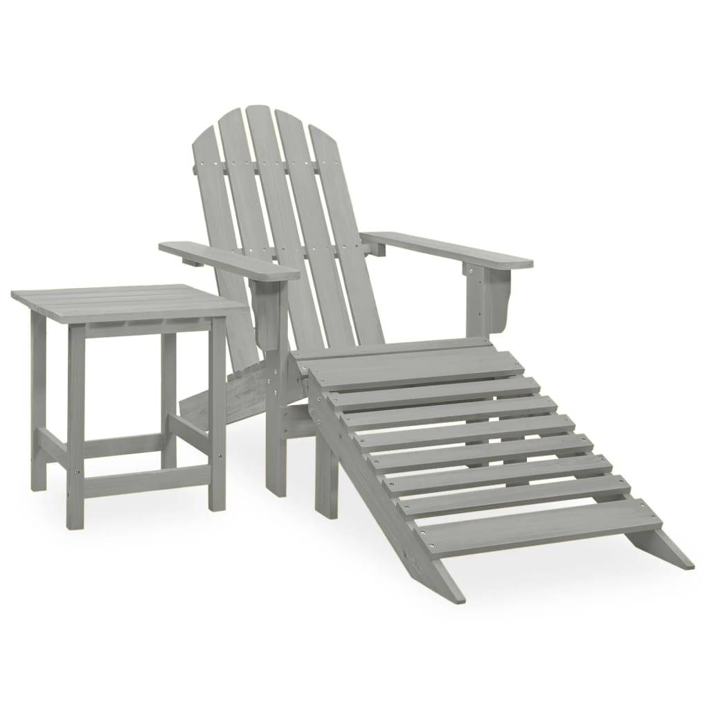 Fauteuil de Jardin Adirondack Repose-pieds et Table d'appoint Bois Gris – ComfortXL Outdoor Living - Image 1