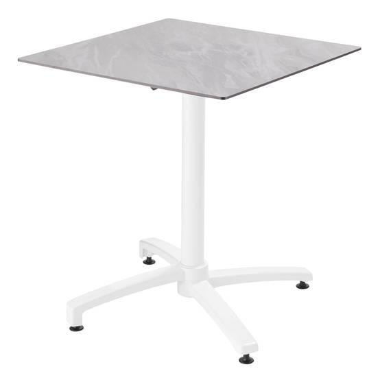 Oviala - Ensemble table de terrasse stratifié marbre et 2 fauteuils gris - Oviala - Image 2