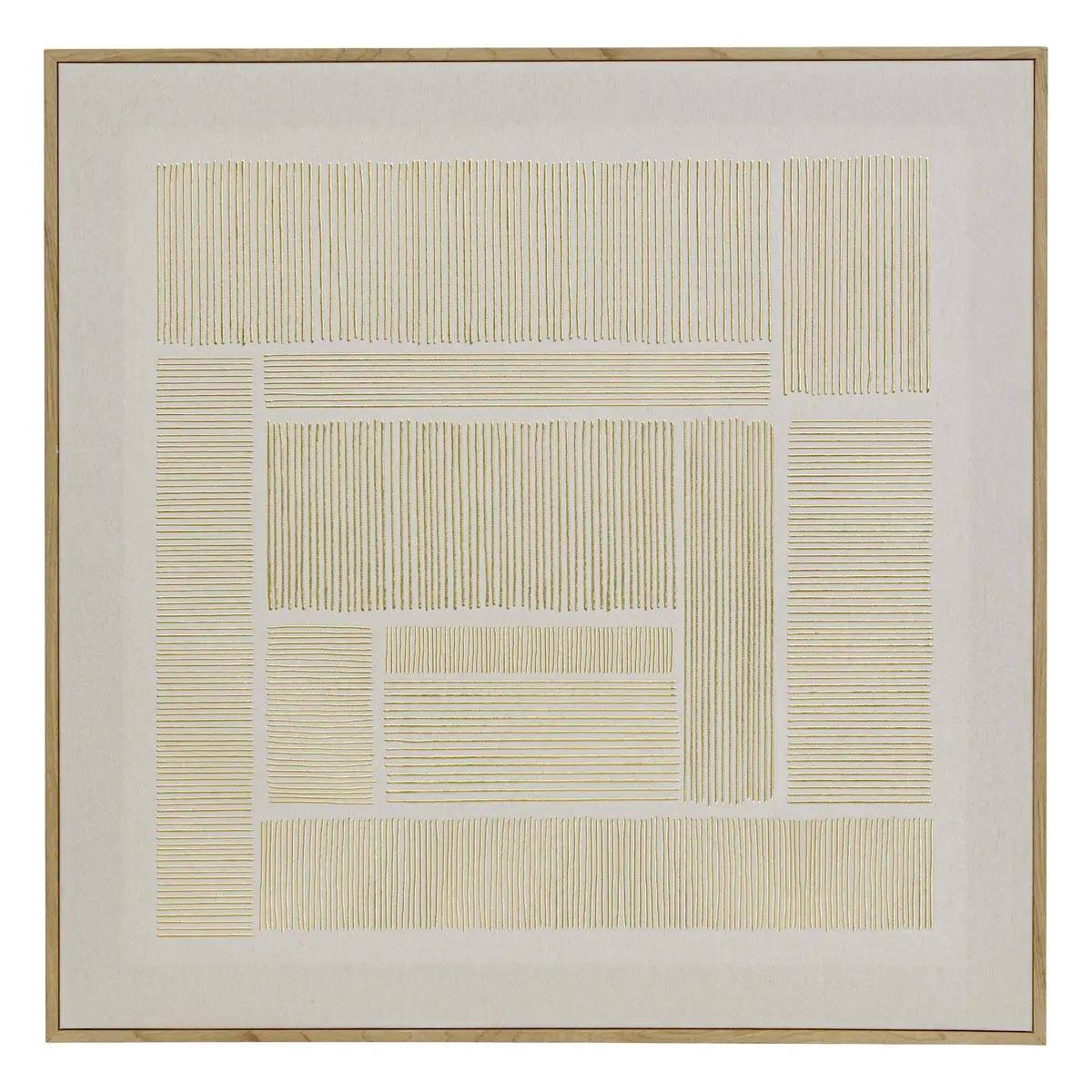 Toile Imprimée Métallisée "Idrissa" 58x58cm Beige - Image 1