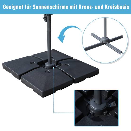 Dalles de lestage 4 pièces plastique jardin terrasse remplissage sable 51cm noir - ComfortXL Outdoor Living - Image 4