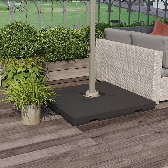 Dalles de lestage 4 pièces plastique jardin terrasse remplissage sable 51cm noir - ComfortXL Outdoor Living - Image 2