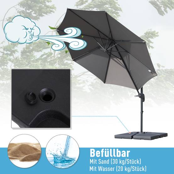 Dalles de lestage 4 pièces plastique jardin terrasse remplissage sable 51cm noir - ComfortXL Outdoor Living - Image 6