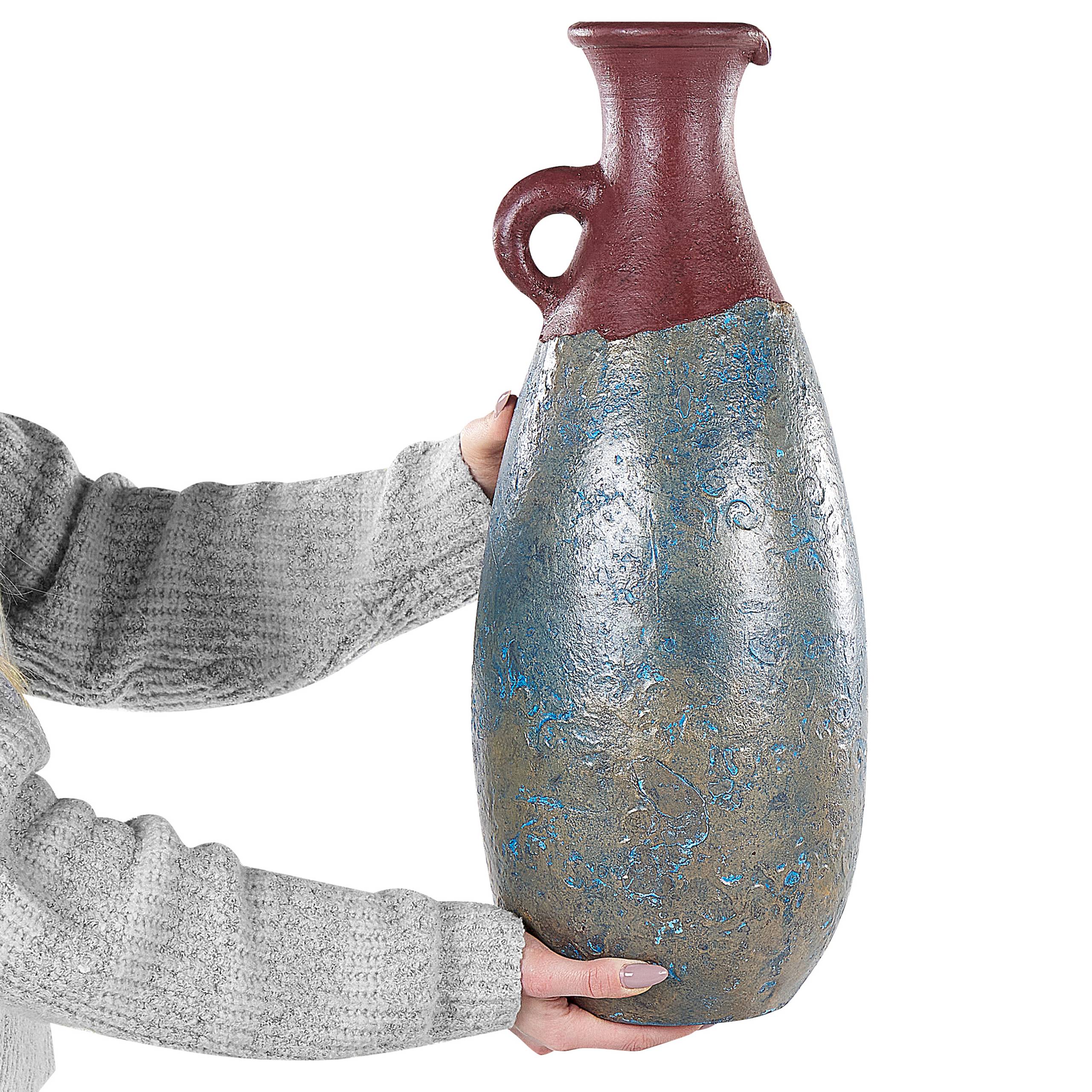 Beliani - Vase décoratif Terre cuite Bleu VELIA - 20x20x50- Beliani - Image 4