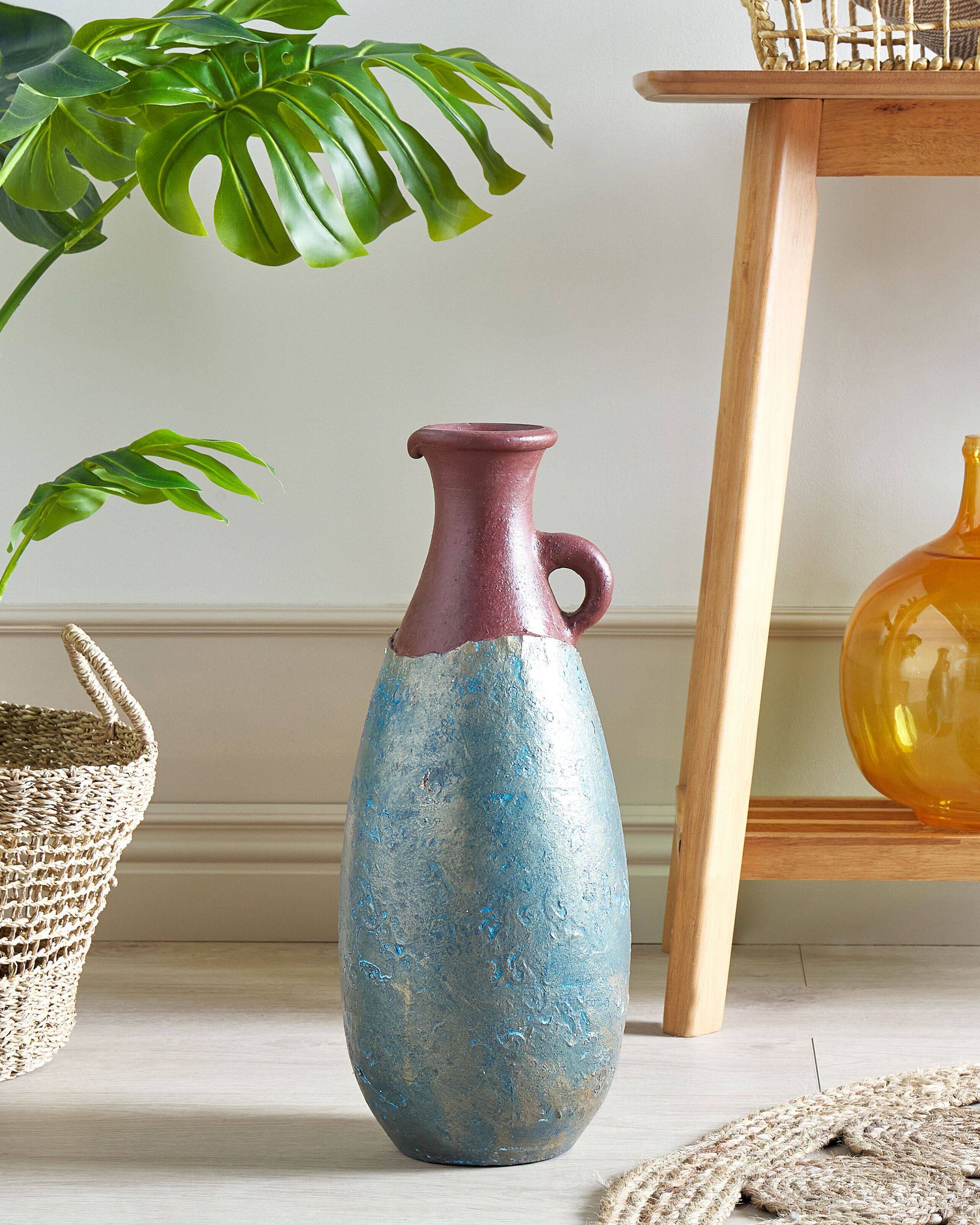 Beliani - Vase décoratif Terre cuite Bleu VELIA - 20x20x50- Beliani