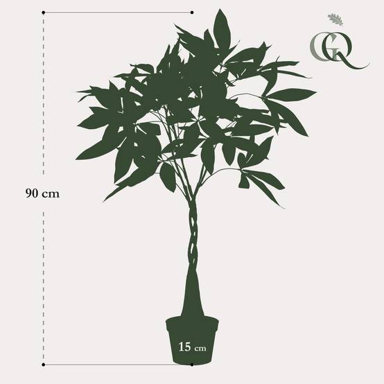 Plante Artificielle Pachira Aquatica Déco Intérieur Tronc Réaliste 90cm - ComfortXL Green Living - Image 3