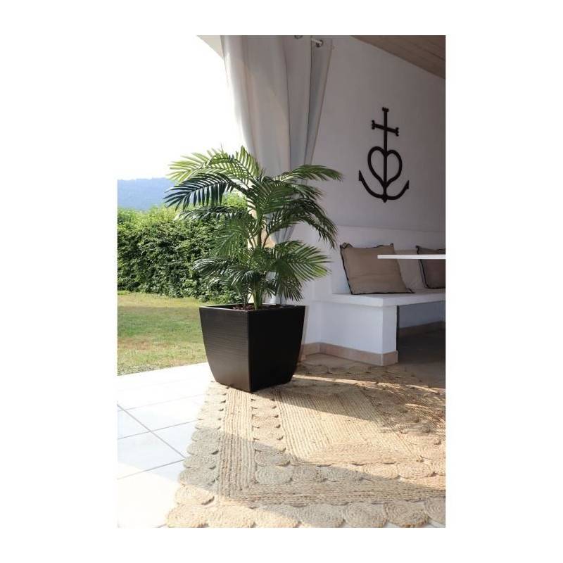 Eda - Eda Bac A Fleurs Carré Diva Stone 42 L - Avec Bac Amovible - Extérieur Ou Intérieur - Décor Vagues - 43,5 X 43,5 X H.44,2 Cm - Imagen 3