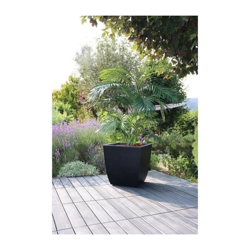 Eda - Eda Bac A Fleurs Carré Diva Stone 42 L - Avec Bac Amovible - Extérieur Ou Intérieur - Décor Vagues - 43,5 X 43,5 X H.44,2 Cm - Imagen 6