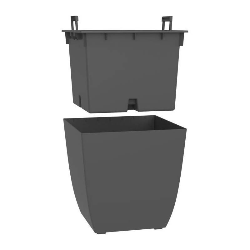 Eda - Eda Bac A Fleurs Carré Diva Stone 42 L - Avec Bac Amovible - Extérieur Ou Intérieur - Décor Vagues - 43,5 X 43,5 X H.44,2 Cm - Imagen 1