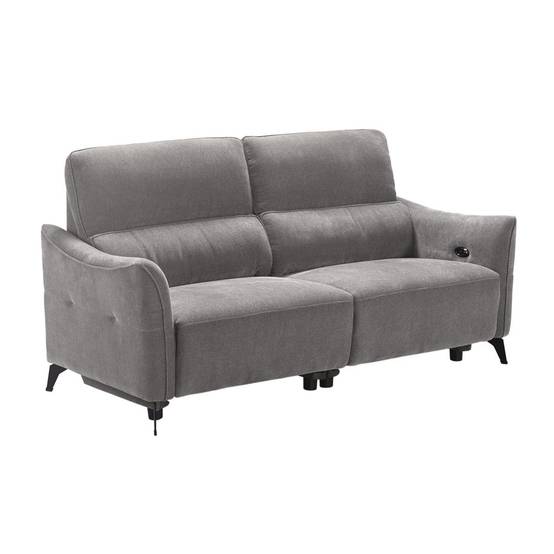 Ensemble Canapé relax électrique + canapé fixe tissu Waterproof Gris - BURGOS - Image 3