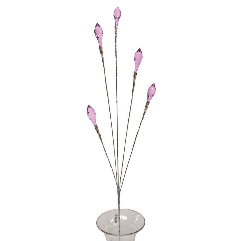 Branche de Fleurs "Cristal rose" en verre rose 90cm Chemin de campagne - Imagen 1