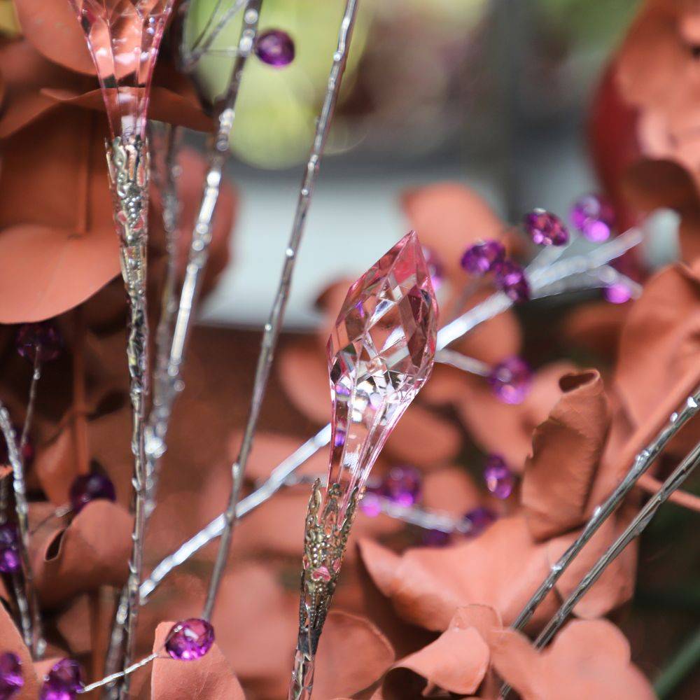 Branche de Fleurs "Cristal rose" en verre rose 90cm Chemin de campagne - Imagen 5