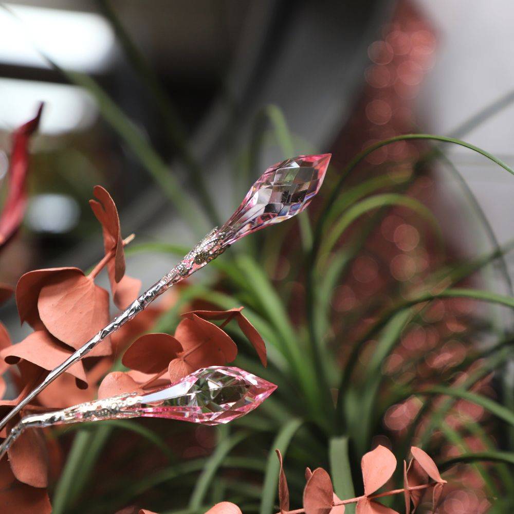 Branche de Fleurs "Cristal rose" en verre rose 90cm Chemin de campagne - Imagen 2