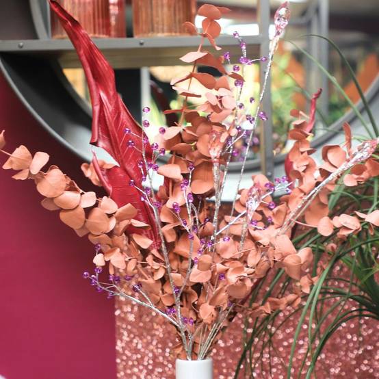 Branche de Fleurs "Cristal rose" en verre rose 90cm Chemin de campagne - Imagen 3