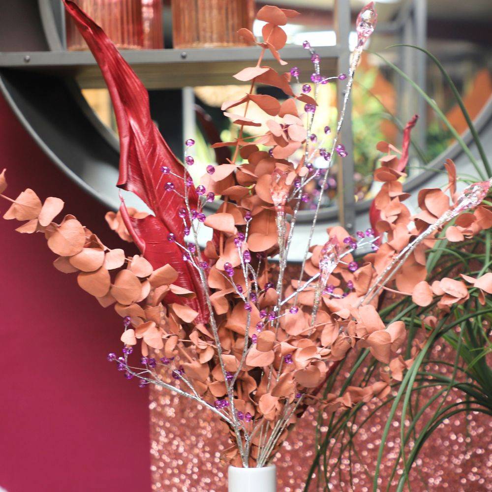 Branche de Fleurs "Cristal rose" en verre rose 90cm Chemin de campagne - Imagen 3