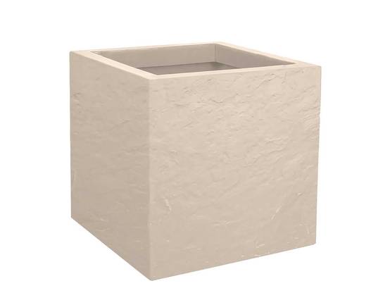Eda - Jardinière carrée Volcania Up effet pierre 21 L - Beige calcaire - Eda - Image 1
