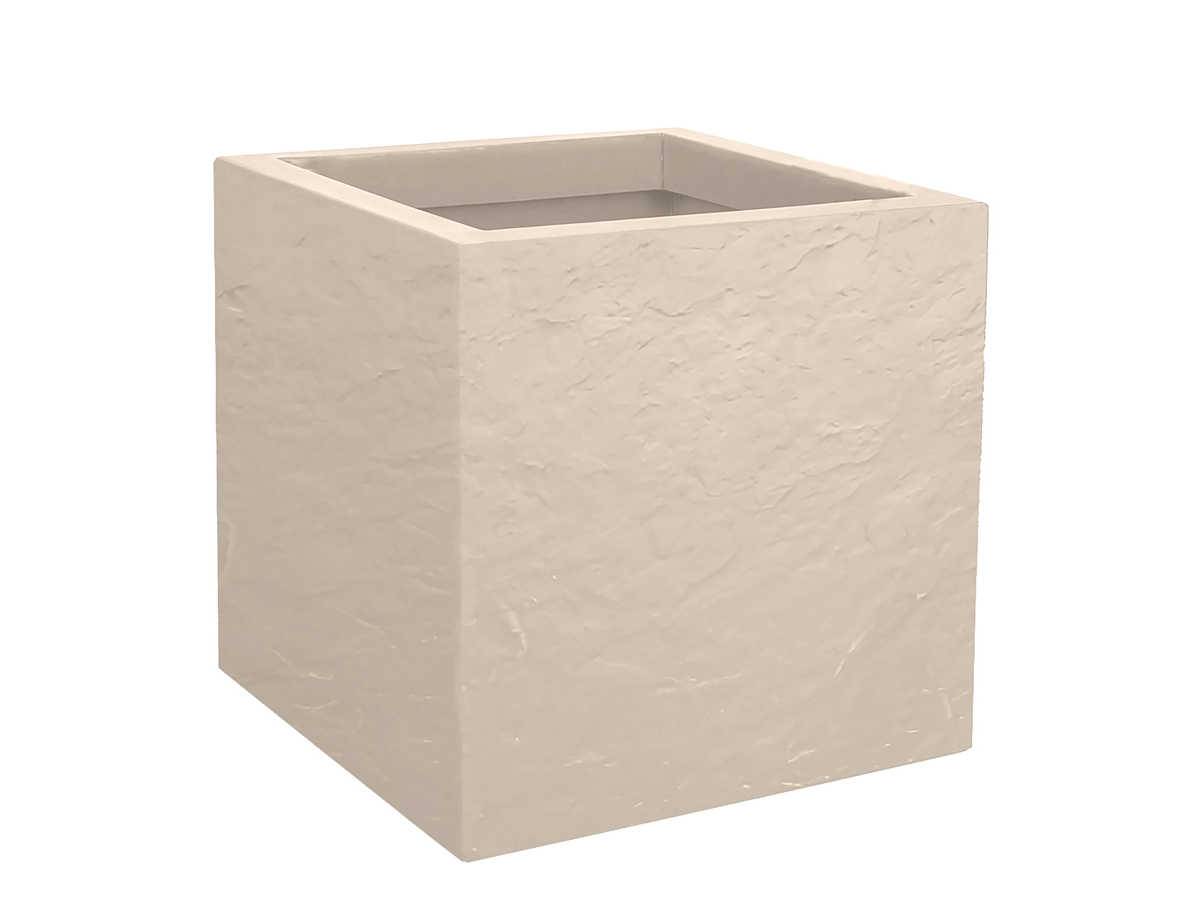 Eda - Jardinière carrée Volcania Up effet pierre 21 L - Beige calcaire - Eda - Image 1