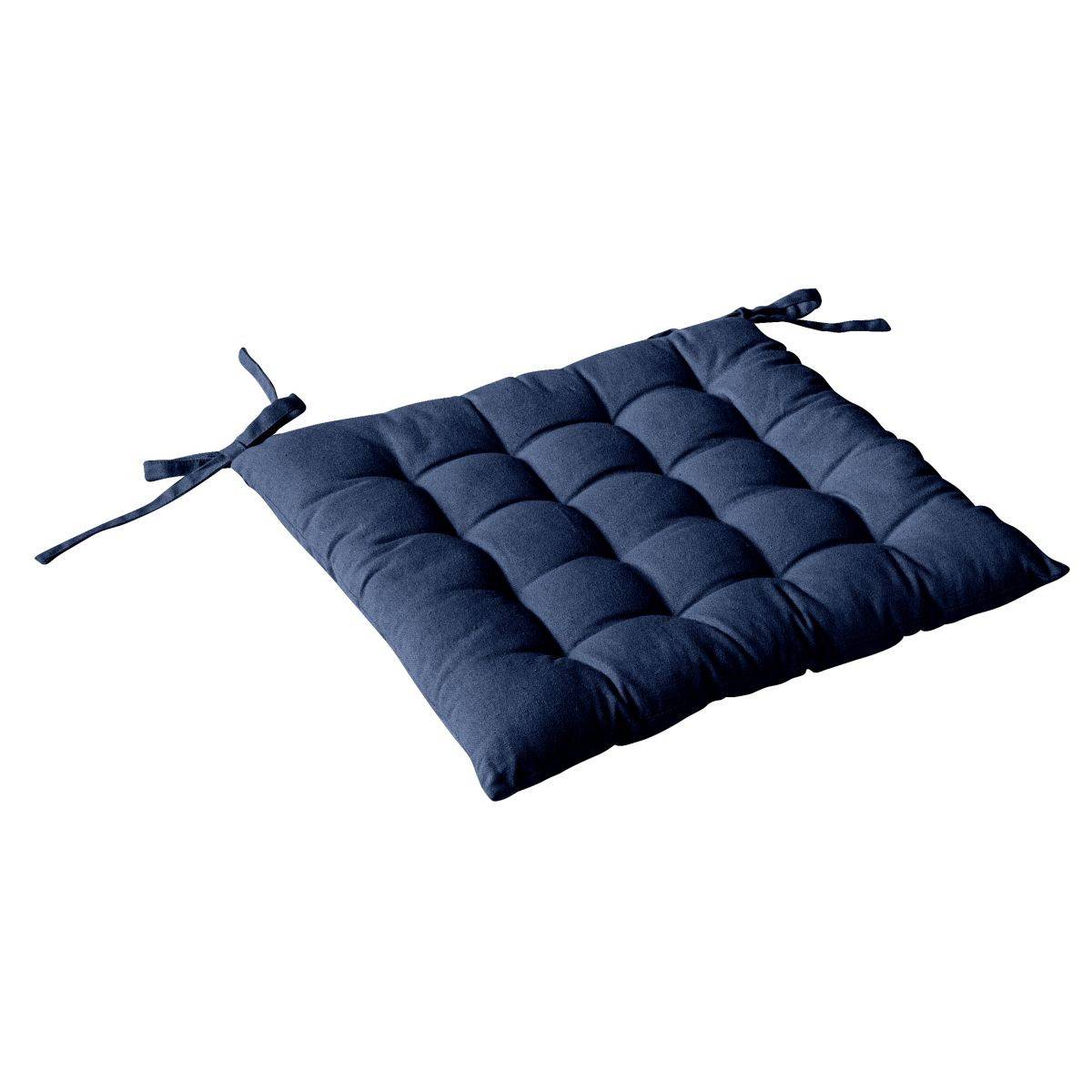 Enjoy Home - Galette de Chaise Piquée Uni "Panama" 38x38cm Bleu Marine