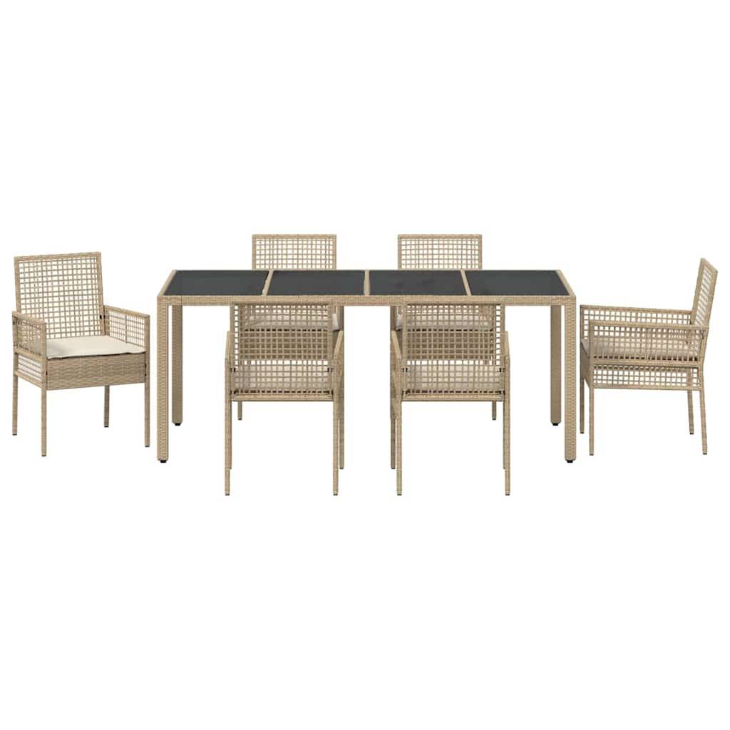 Table et chaises de jardin 6 places en polyrotin beige pour repas en terrasse et extérieur – ComfortXL Outdoor Living - Image 7