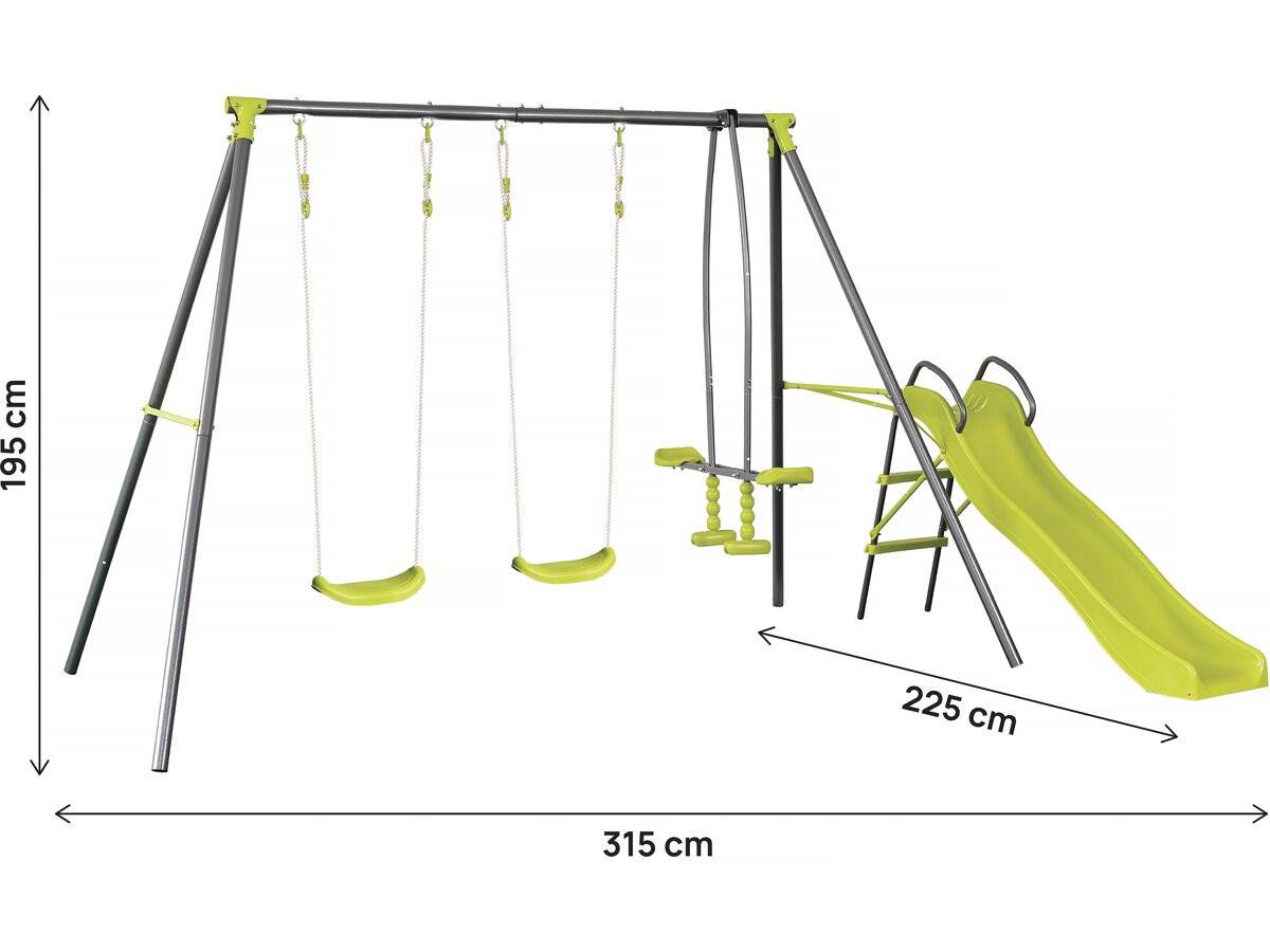 Portique En Métal Avec Toboggan "enzo Ii " - 4 Agrès - Vert -habitat Et Jardin - Image 3