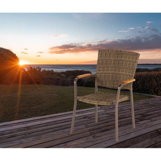 Châlet-Jardin - Chaise Sintra en résine tressée - pieds en aluminium - Anthracite/marron grisé Chalet & Jardin - Image 5