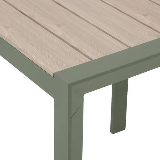 Hesperide - Table de jardin "Évasion" effet bois lin & vert laurier 2 places lates en aluminium - Hespéride - Image 8