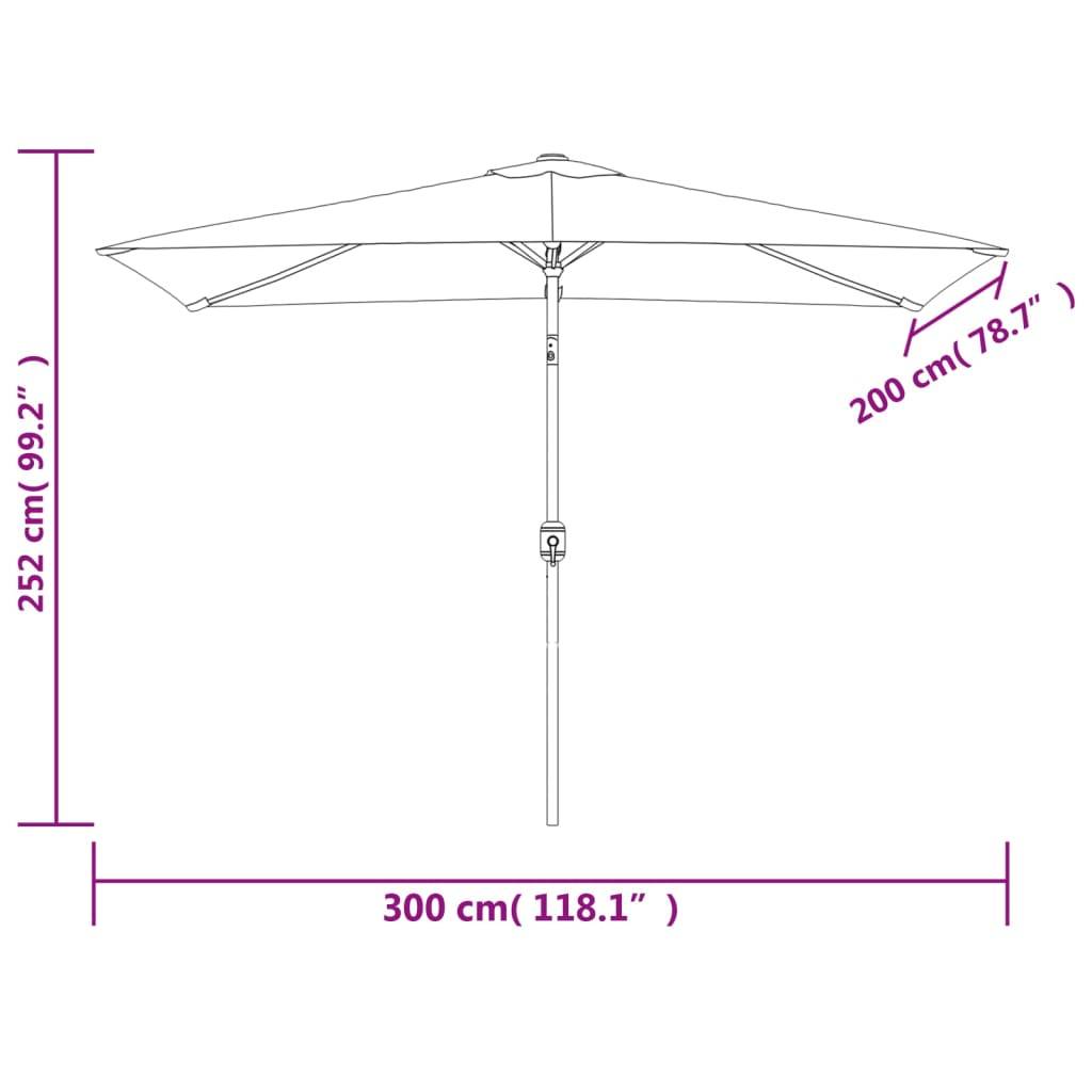 Helloshop26 - Parasol d'extérieur avec poteau en métal 300 x 200 cm azuré - Imagen 6