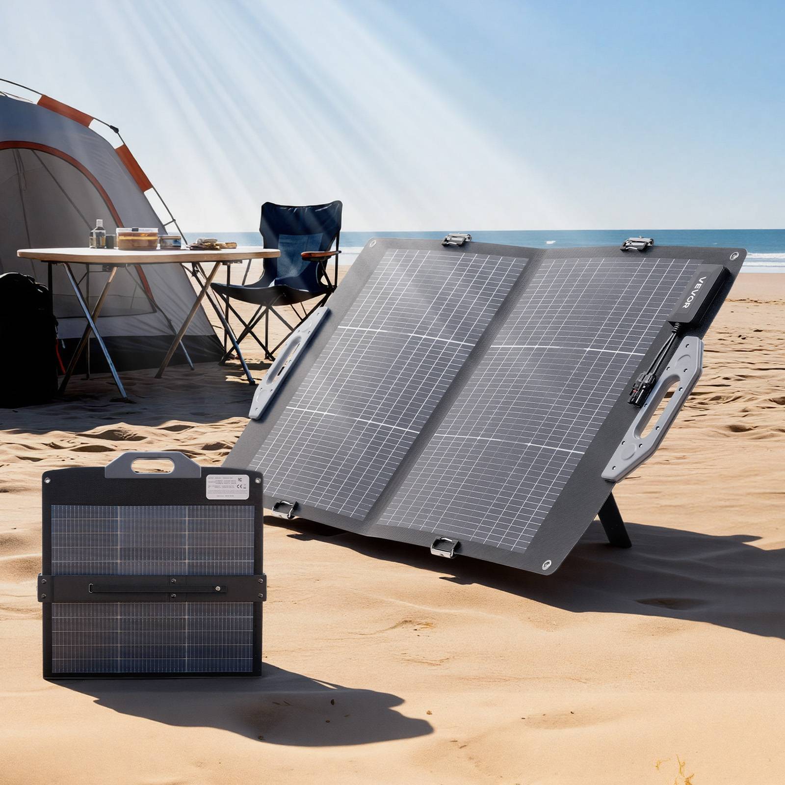 Vevor - VEVOR Panneau Solaire Portable Chargeur Pliable Monocristallin Bifacial 100 W - Image 8