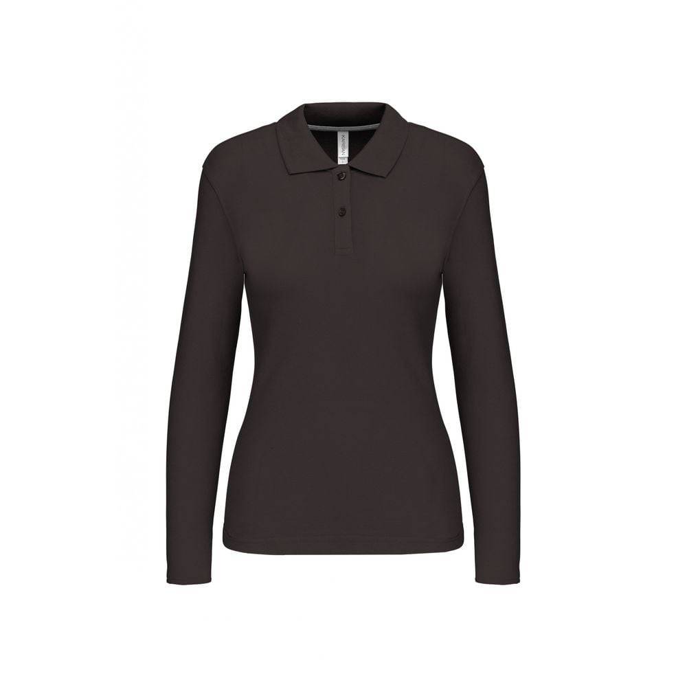 Polo de travail femme manches longues Kariban 100% coton Gris Foncé 3XL - Image 1