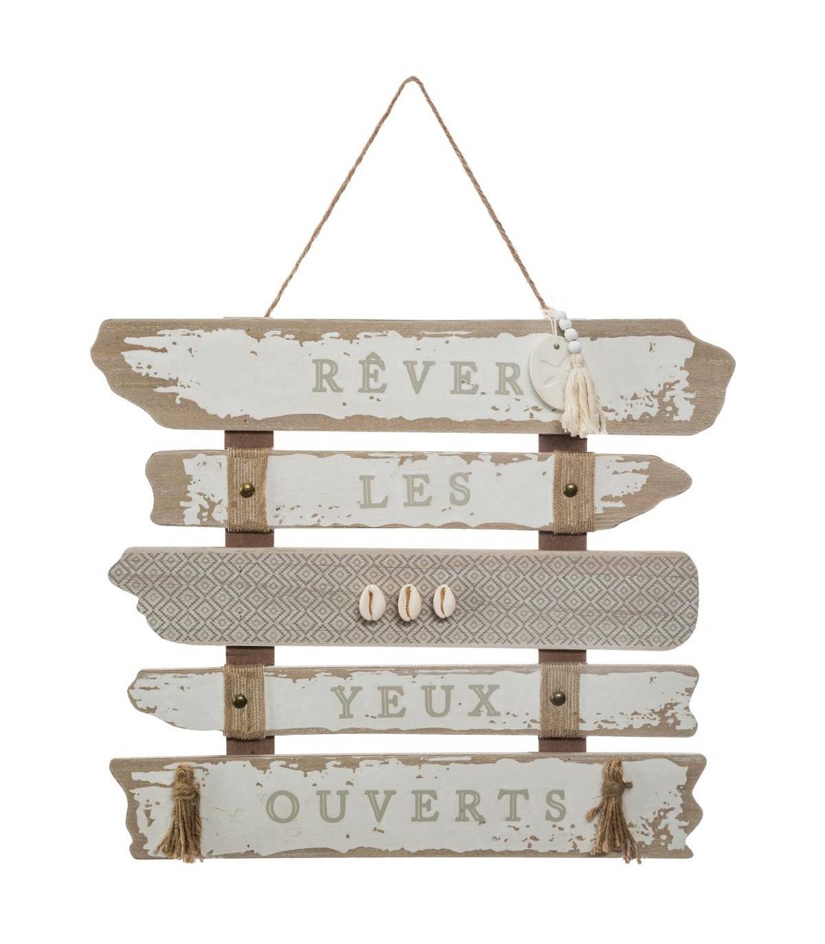 Décoration murale Pancarte en Bois aspect Vieilli avec textes imprimés 37.5 x 33 cm - Imagen 1