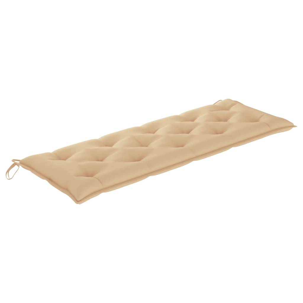 Helloshop26 - Banc de jardin meuble de patio d'extérieur terrasse avec coussin beige 150 x 51,5 x 84 cm bois de teck massif - Imagen 3
