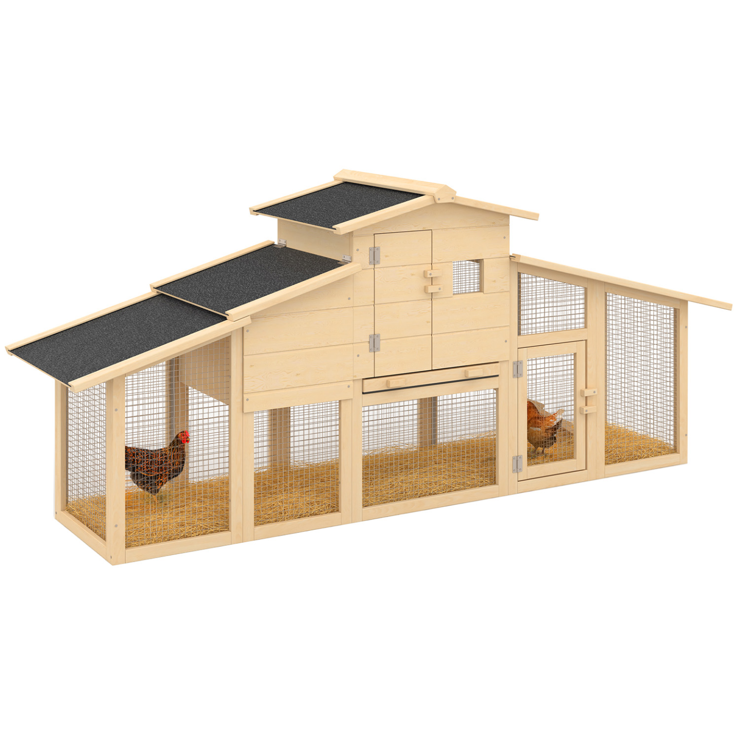 Poulailler clapier en bois XXL avec pondoir enclos et tiroir à déjections 3 poules - Image 2