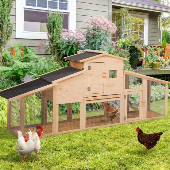 Poulailler clapier en bois XXL avec pondoir enclos et tiroir à déjections 3 poules - Image 1