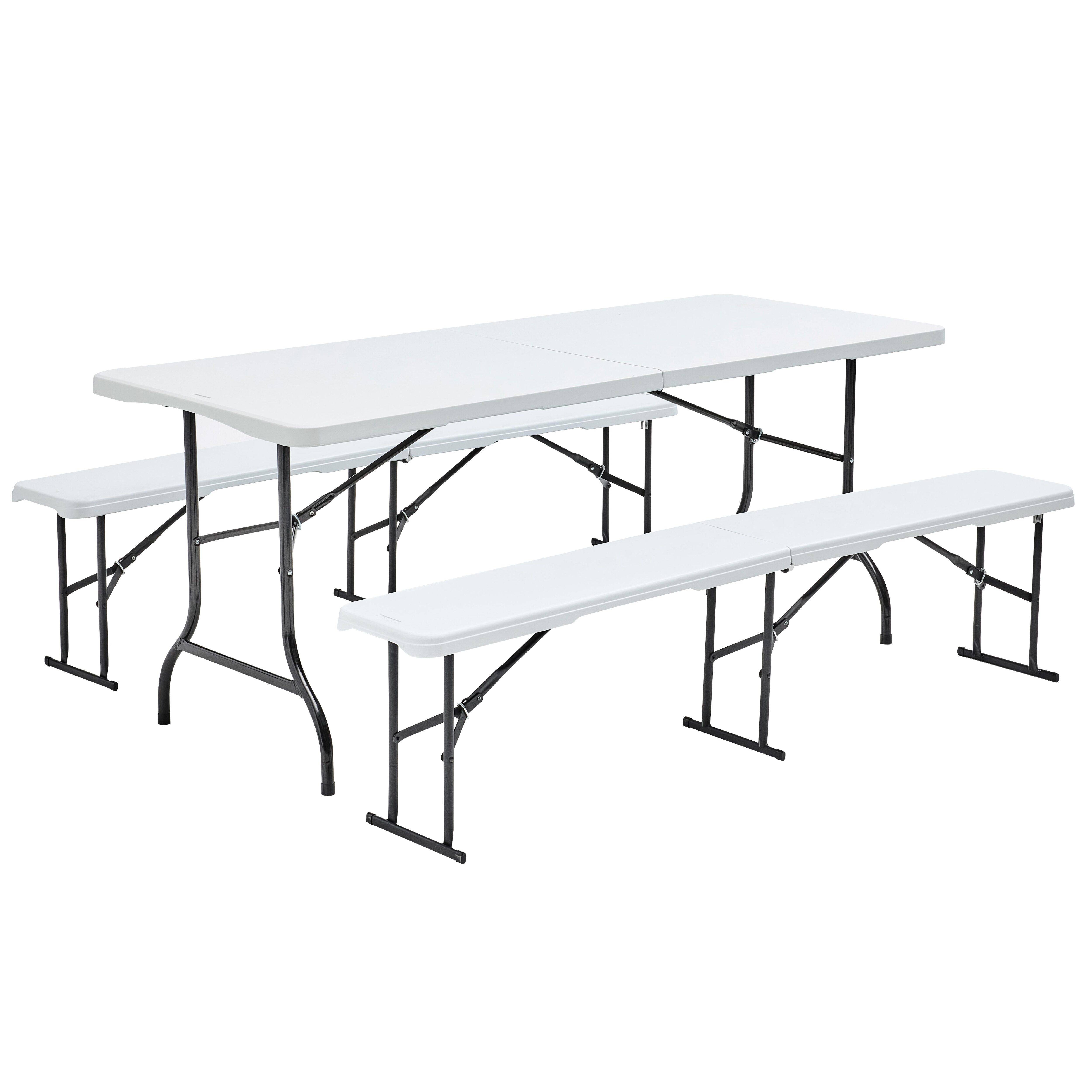 Oviala - Table pliante 180 cm et 2 bancs pliables REKKEM - Oviala - Imagen 1