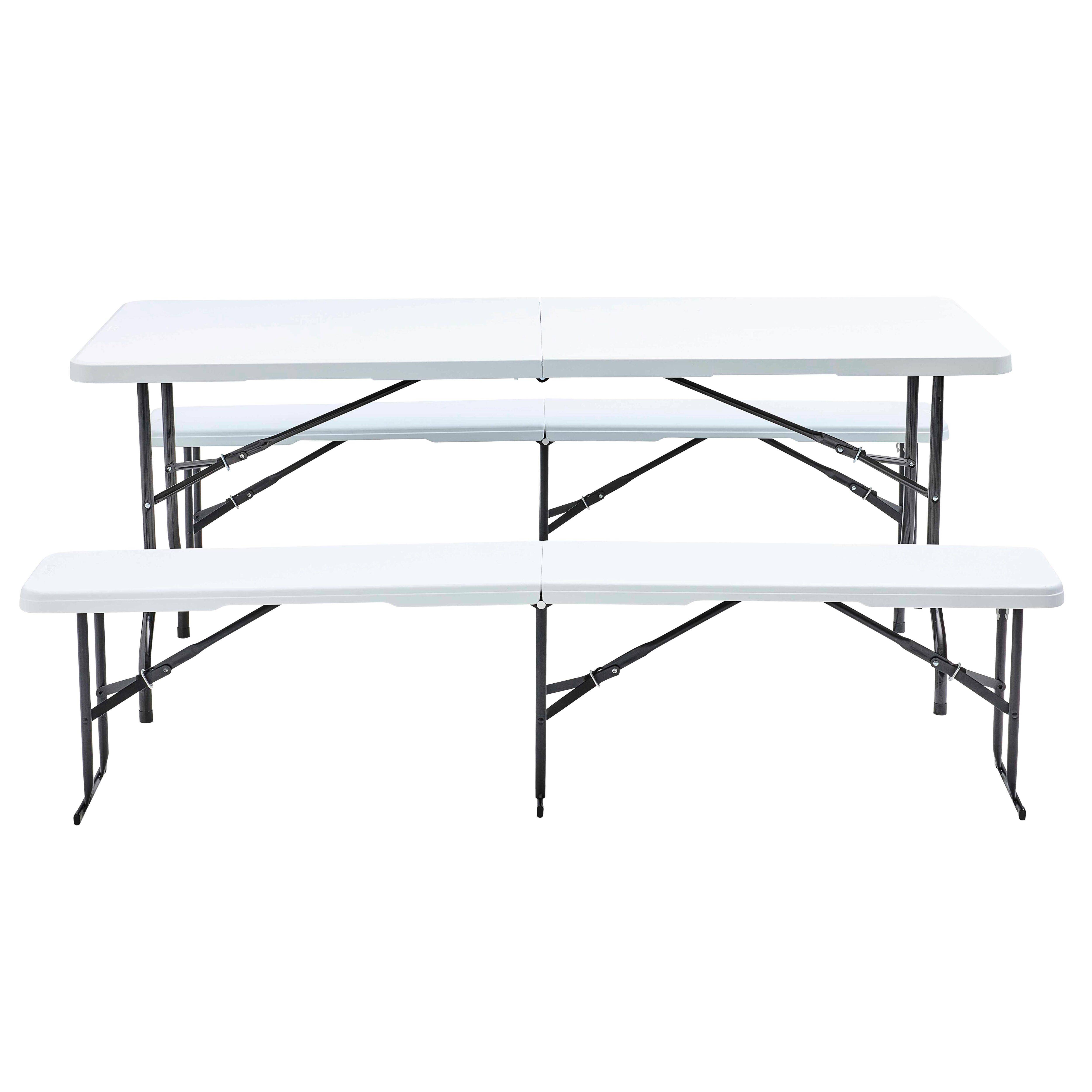 Oviala - Table pliante 180 cm et 2 bancs pliables REKKEM - Oviala - Imagen 2