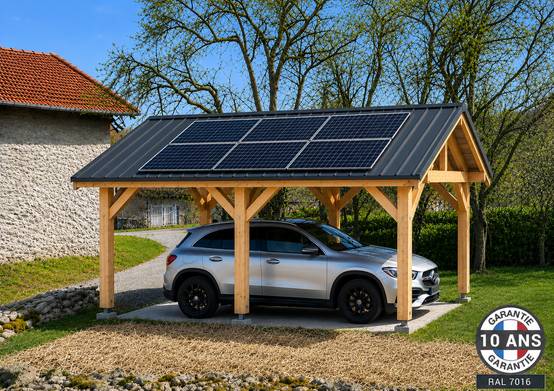 Carport bois 2 pentes en bois douglas 15 m² 6 Poteaux avec couverture acier. Abri voiture extérieur. Garantie 10 ans - Image 5
