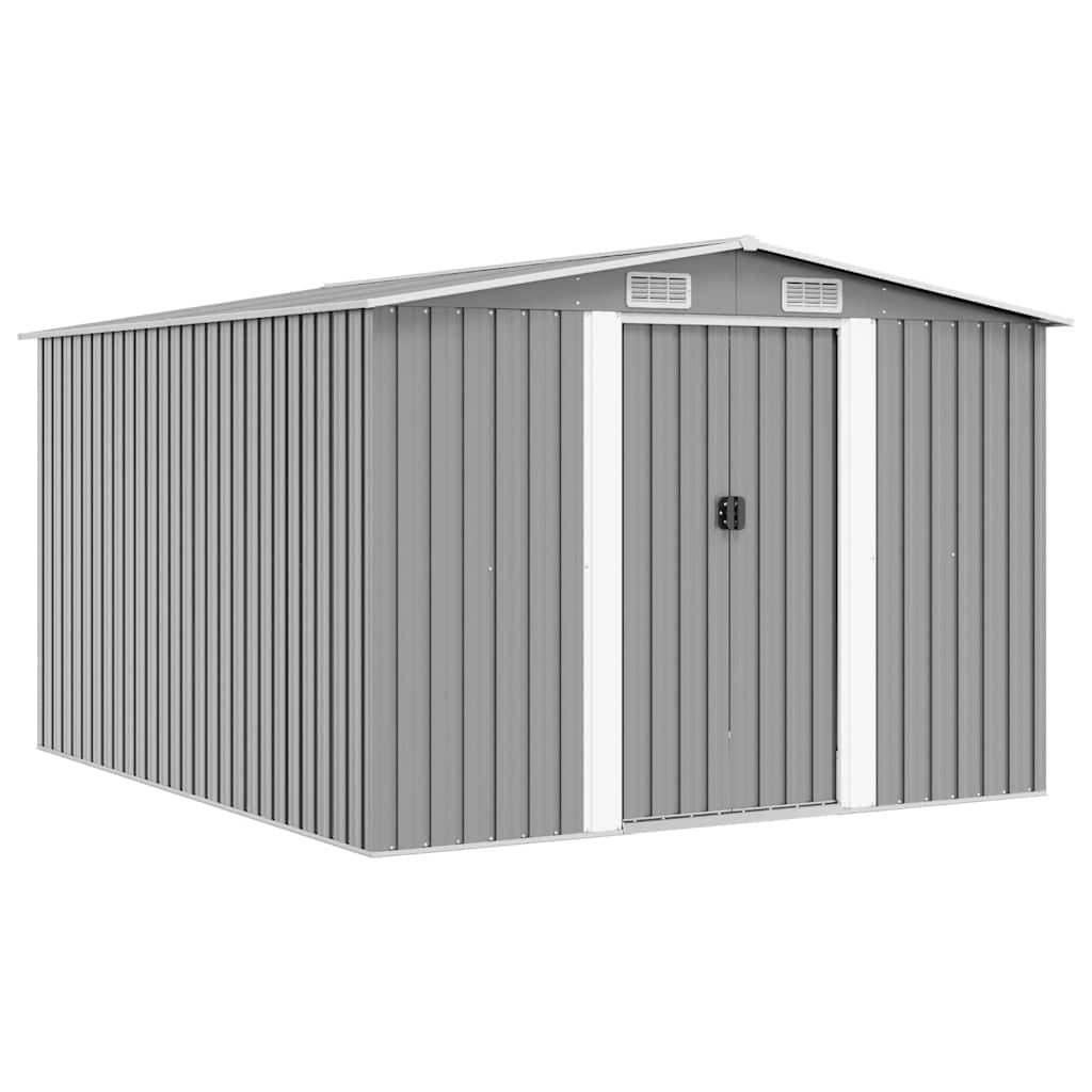 PANGIVO - Abri de jardin avec double porte coulissante - Acier galvanisé gris - 257x298x178 cm - Surface au sol 7,01m² - PANGIVO - Image 1
