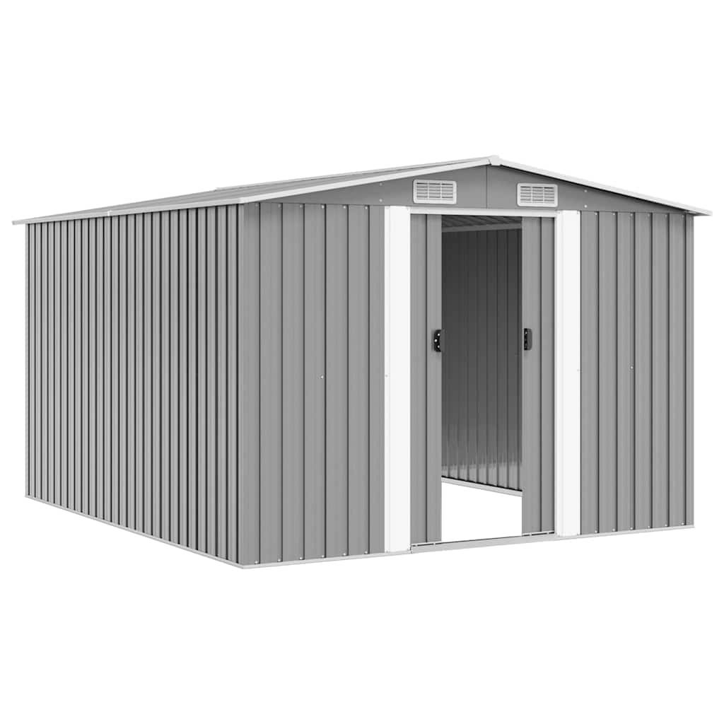 PANGIVO - Abri de jardin avec double porte coulissante - Acier galvanisé gris - 257x298x178 cm - Surface au sol 7,01m² - PANGIVO - Image 4