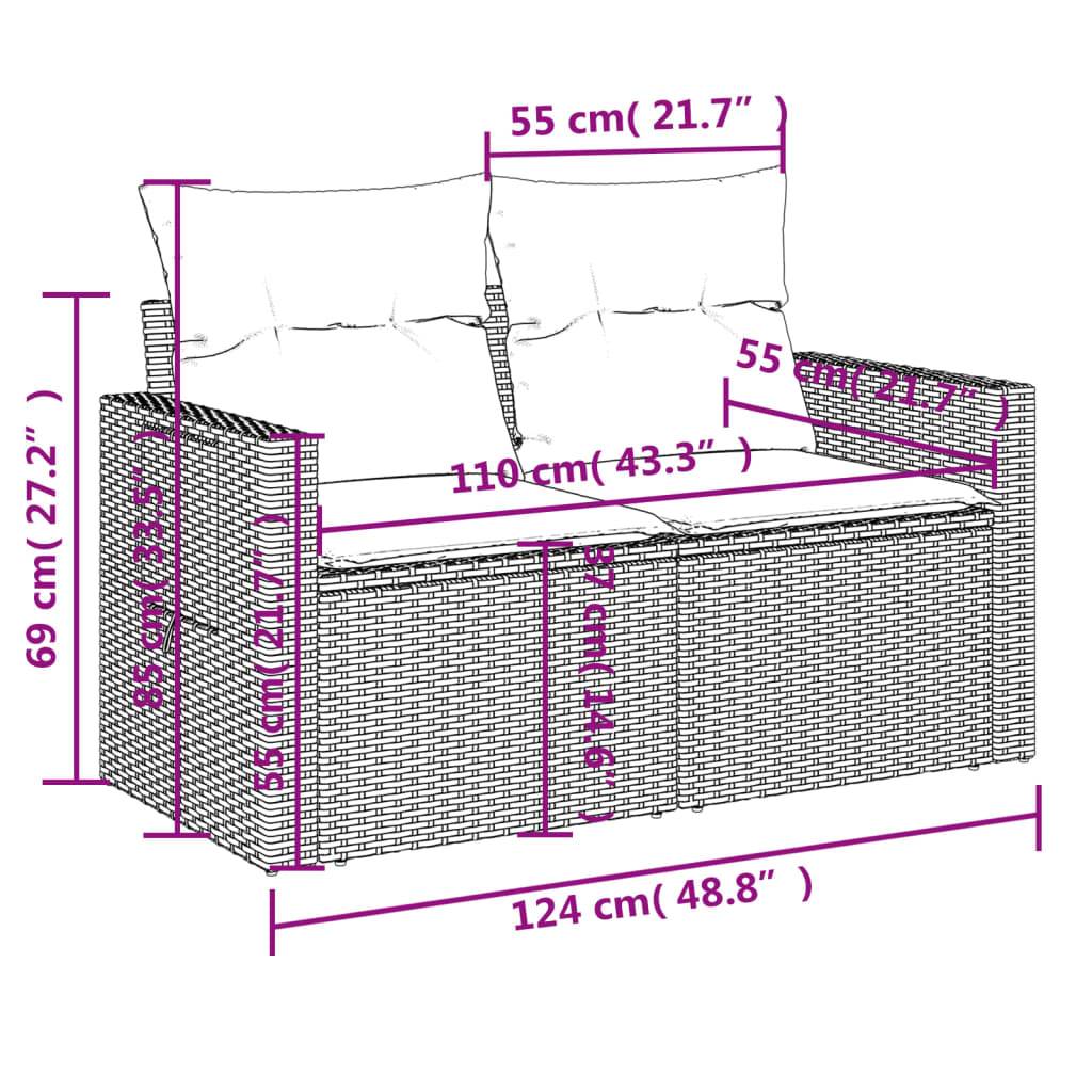 Canapé d'Angle 8 Pièces Résine Tressée 7 Places avec Coussins Crème pour Grande Terrasse Noir – ComfortXL Outdoor Living - Image 10