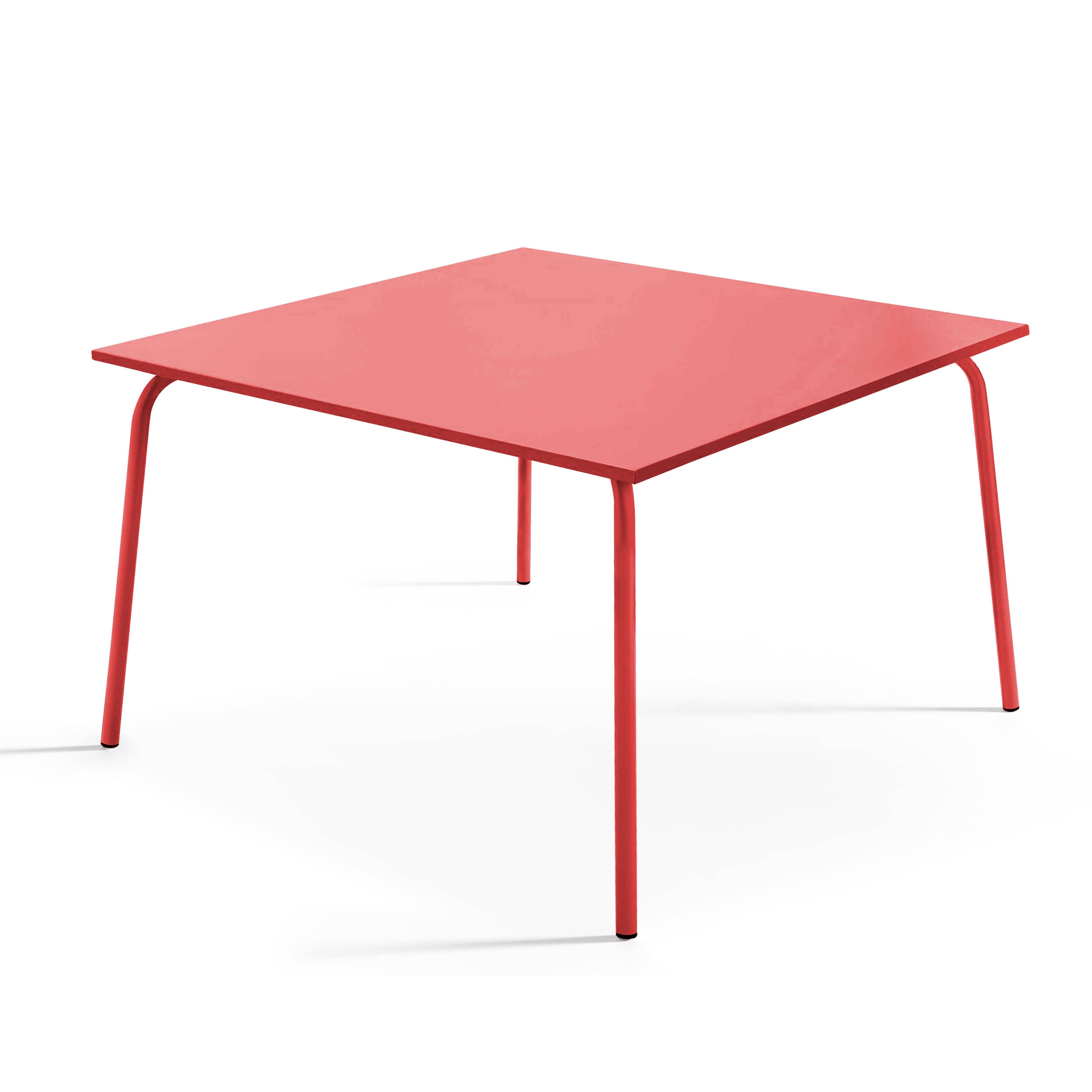 Oviala - Table de jardin carrée en métal 8 places 120 cm rouge Palavas - Oviala - Imagen 1