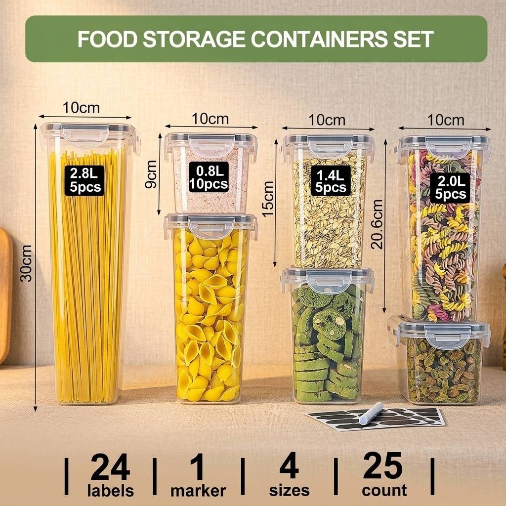 25 pièces, set de rangement emboîtable pour garde-manger - Image 2