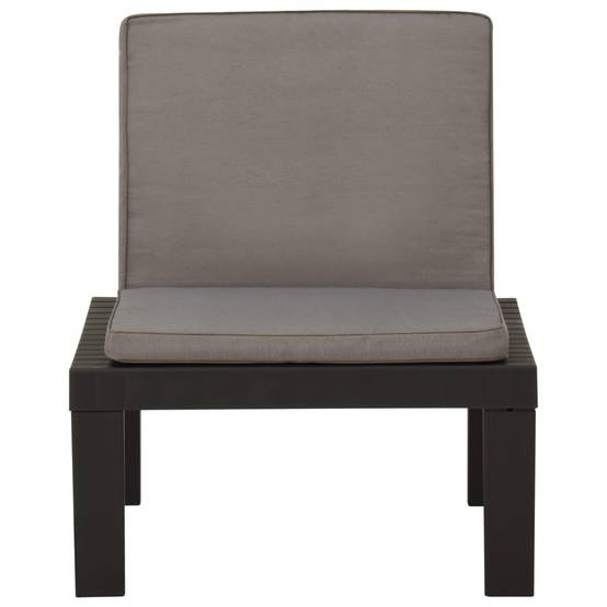 Fauteuil Bas de Salon de Jardin en Plastique avec Coussins pour Terrasse Modulable Gris – ComfortXL Outdoor Living - Image 2