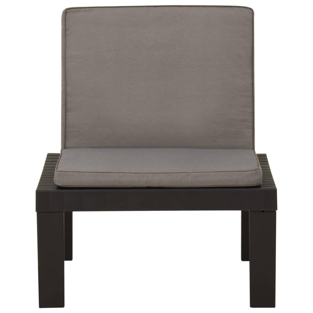 Fauteuil Bas de Salon de Jardin en Plastique avec Coussins pour Terrasse Modulable Gris – ComfortXL Outdoor Living - Image 2
